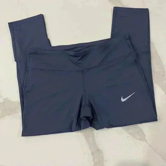 Nike Dri Fit Cropped Activewear Leggings Blue Womens Size Medium Running MeshLeg - Picture 2 of 10